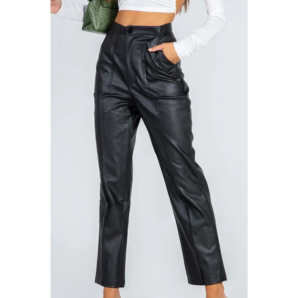 Princess Polly ENCORE PANTS Vegan Faux leather BLACK Size 2 Nwot
